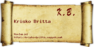 Krisko Britta névjegykártya